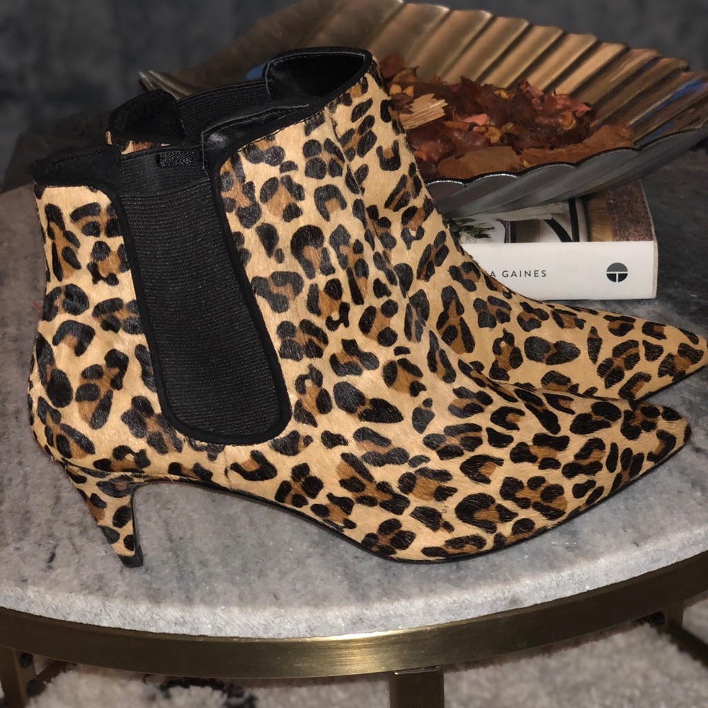 Zara Real Fur/Calf Hair Leopard Print Kitten Heel Ankle Booties –  *SOLD OUT*